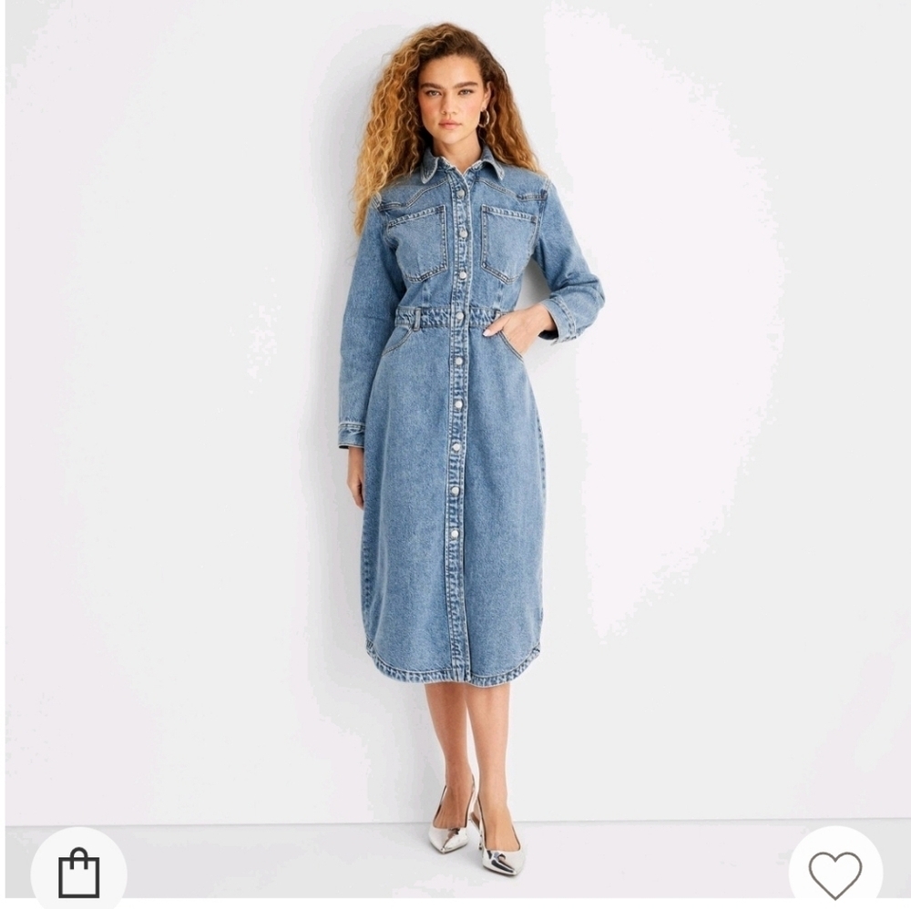 Future Collective Women's Long Sleeve Denim Midi Dress